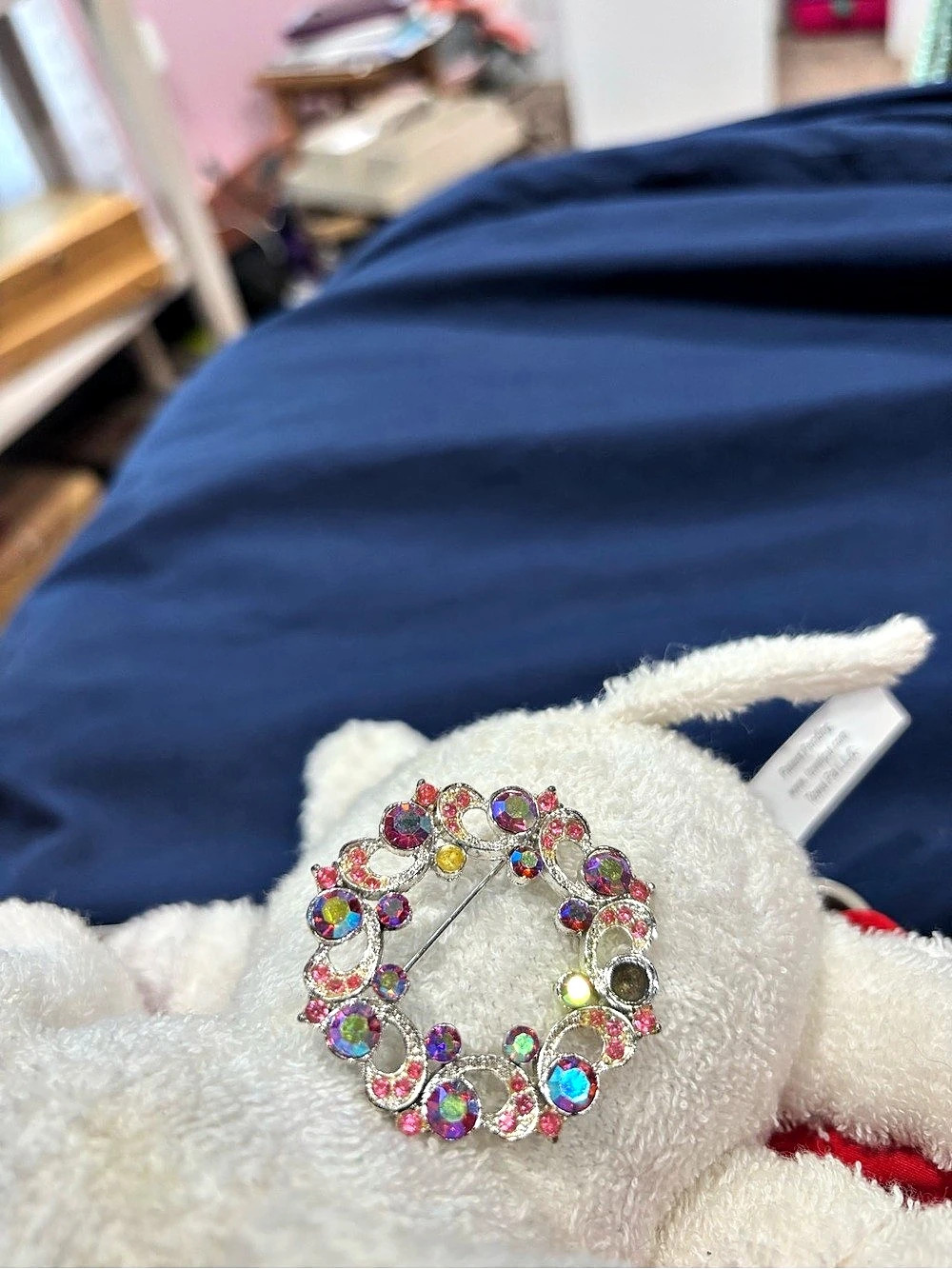 Multicolor Rhinestone Brooch Like New - Picture 2 of 3